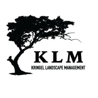 KLM Kringel Landscape Management logo featuring a stylized black tree with curved trunk